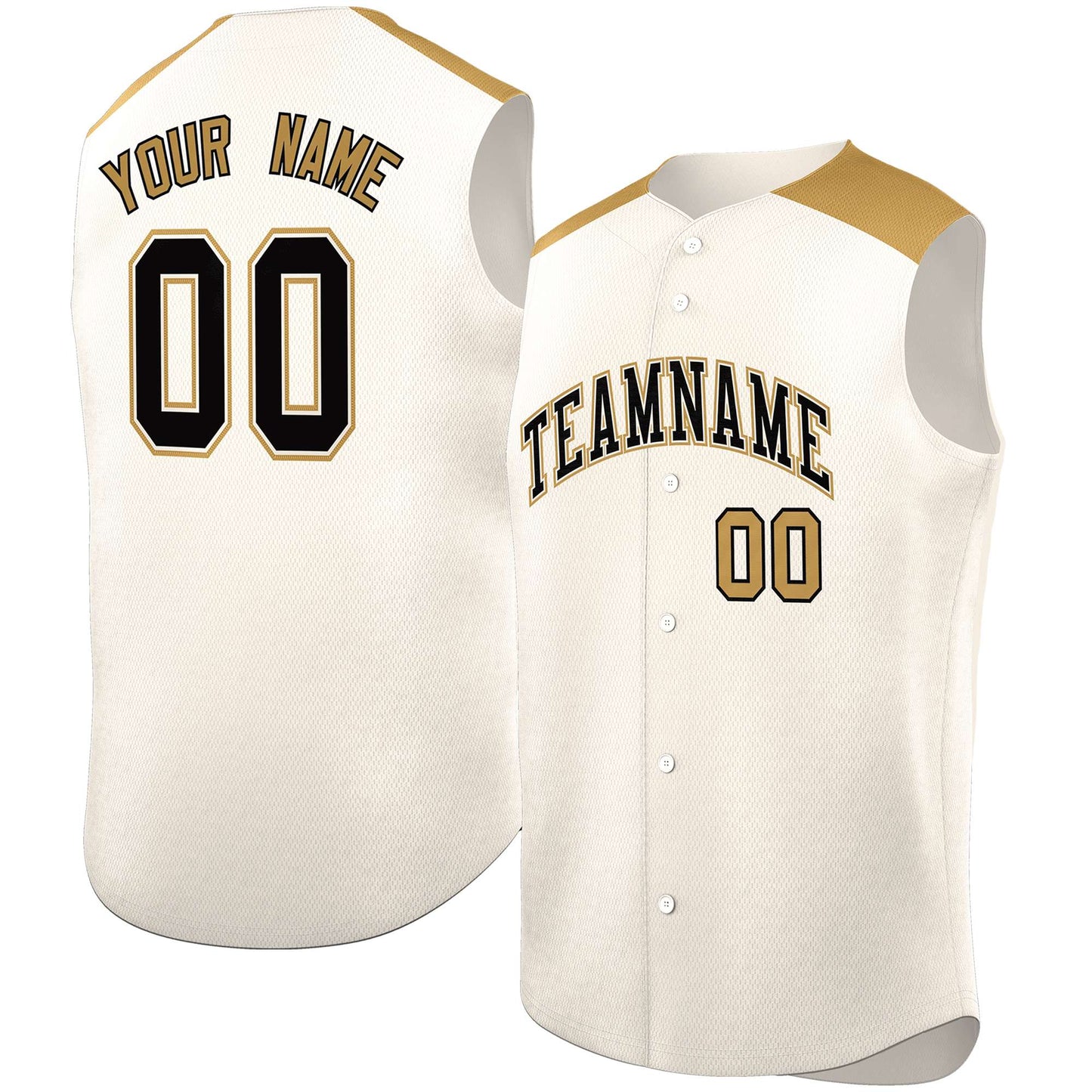 Custom Cream Old Gold Personalized Classic Authentic Sleeveless Baseball Jersey