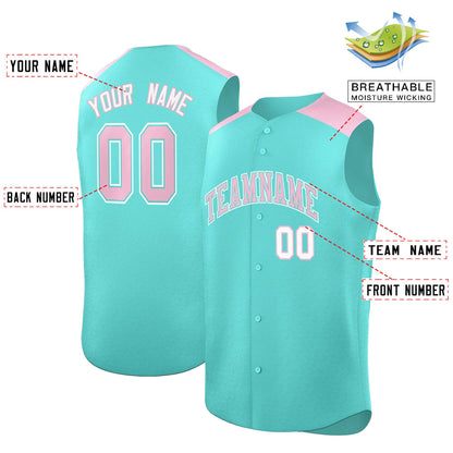 Custom Bright Green Light Pink Personalized Classic Authentic Sleeveless Baseball Jersey