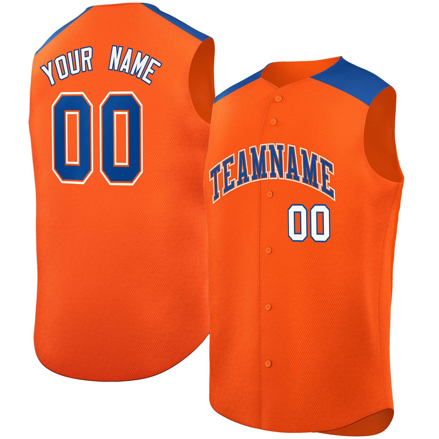 Custom Orange Royal Personalized Classic Authentic Sleeveless Baseball Jersey