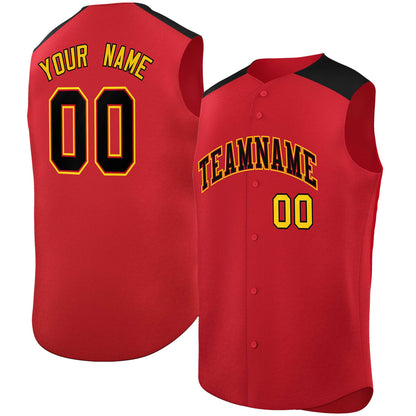 Custom Red Black Personalized Classic Authentic Sleeveless Baseball Jersey