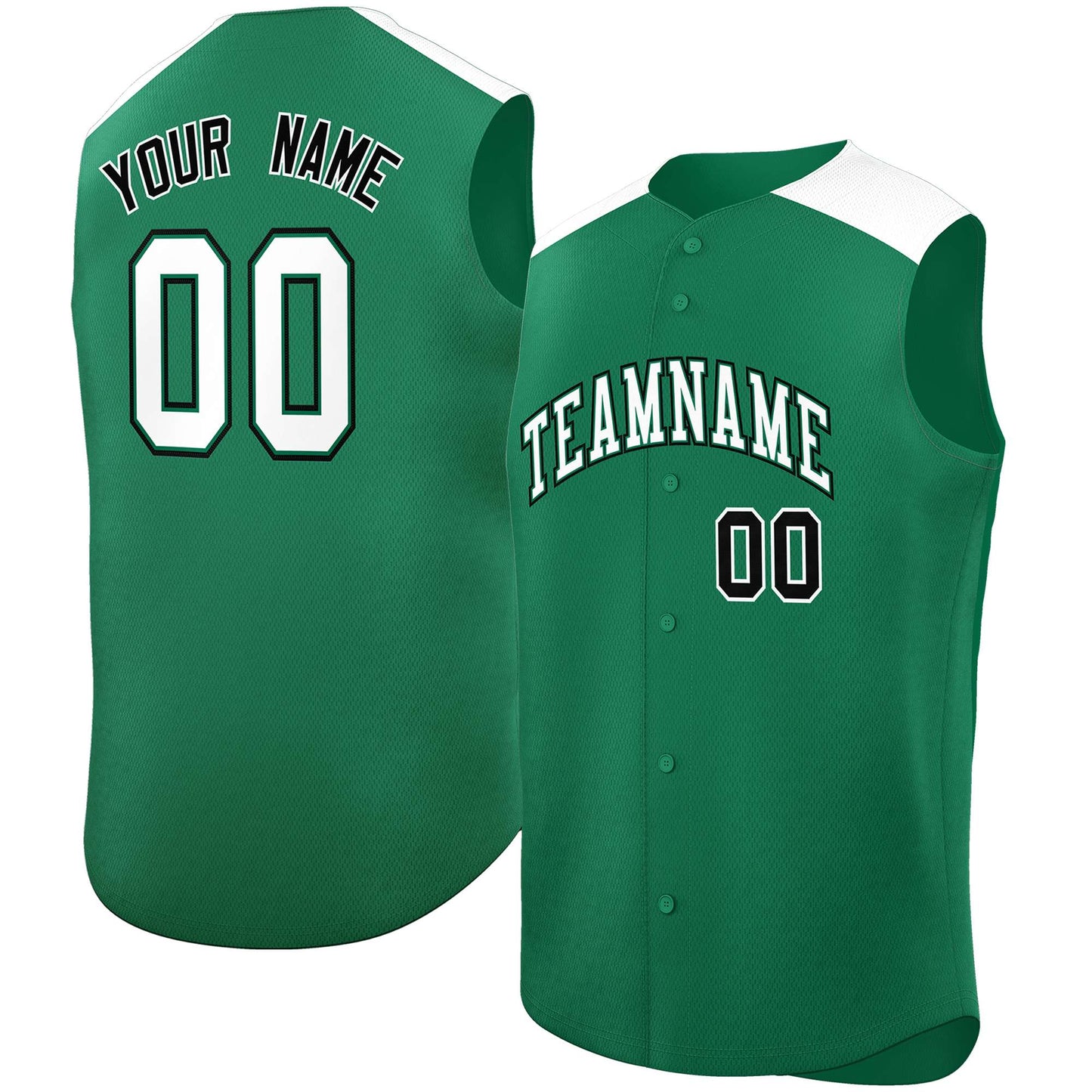 Custom Kelly Green White Personalized Classic Authentic Sleeveless Baseball Jersey