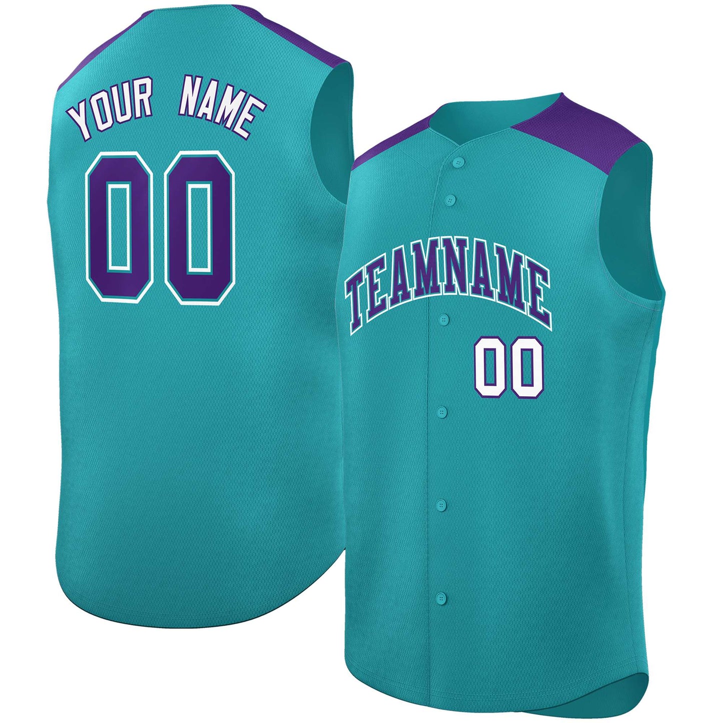 Custom Aqua Purple Personalized Classic Authentic Sleeveless Baseball Jersey