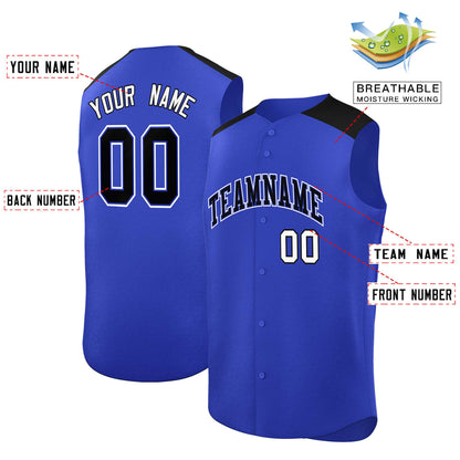 Custom Royal Black Personalized Classic Authentic Sleeveless Baseball Jersey