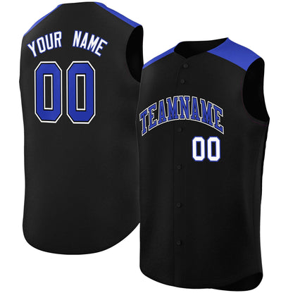 Custom Black Royal Personalized Classic Authentic Sleeveless Baseball Jersey