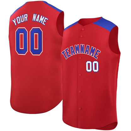 Custom Red Royal Personalized Classic Authentic Sleeveless Baseball Jersey