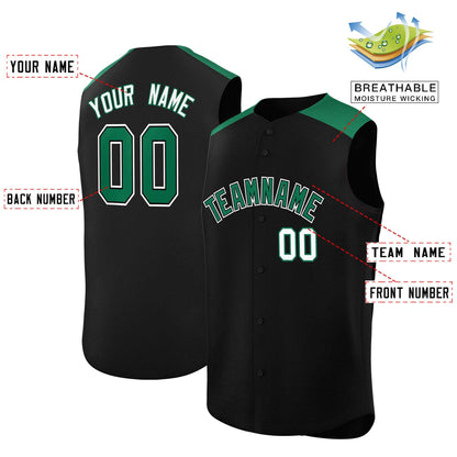 Custom Black Kelly Green Personalized Classic Authentic Sleeveless Baseball Jersey