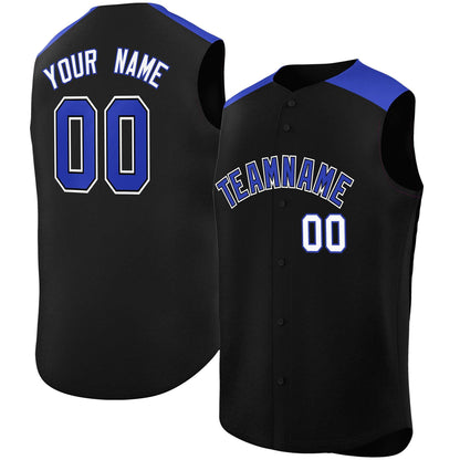 Custom Black Royal Personalized Classic Authentic Sleeveless Baseball Jersey