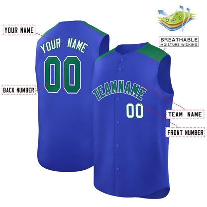 Custom Royal Kelly Green Personalized Classic Authentic Sleeveless Baseball Jersey