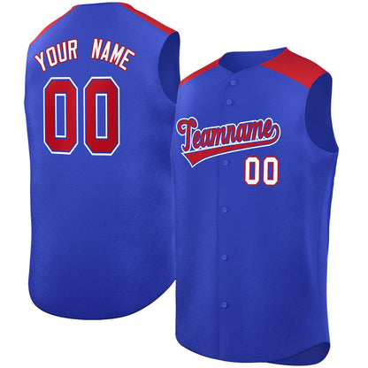 Custom Royal Red Personalized Classic Authentic Sleeveless Baseball Jersey