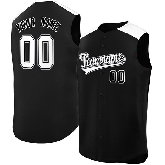 Custom Black White Personalized Classic Authentic Sleeveless Baseball Jersey