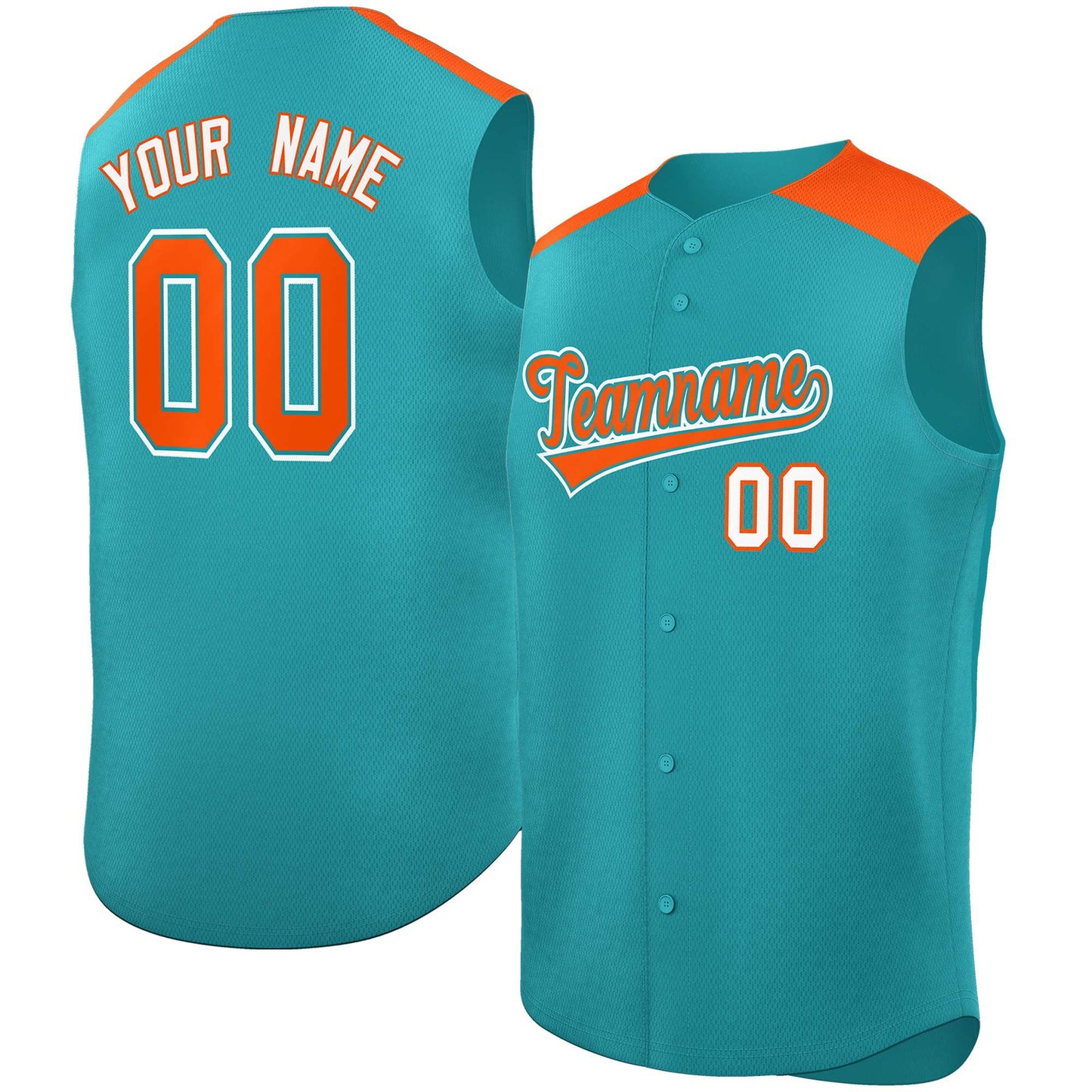 Custom Aqua Orange Personalized Classic Authentic Sleeveless Baseball Jersey