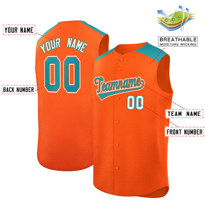 Custom Orange Aqua Personalized Classic Authentic Sleeveless Baseball Jersey