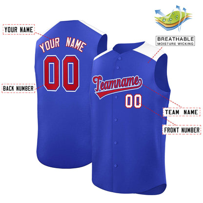 Custom Royal White Personalized Classic Authentic Sleeveless Baseball Jersey