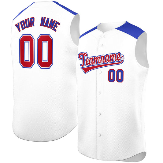 Custom White Royal Personalized Classic Authentic Sleeveless Baseball Jersey