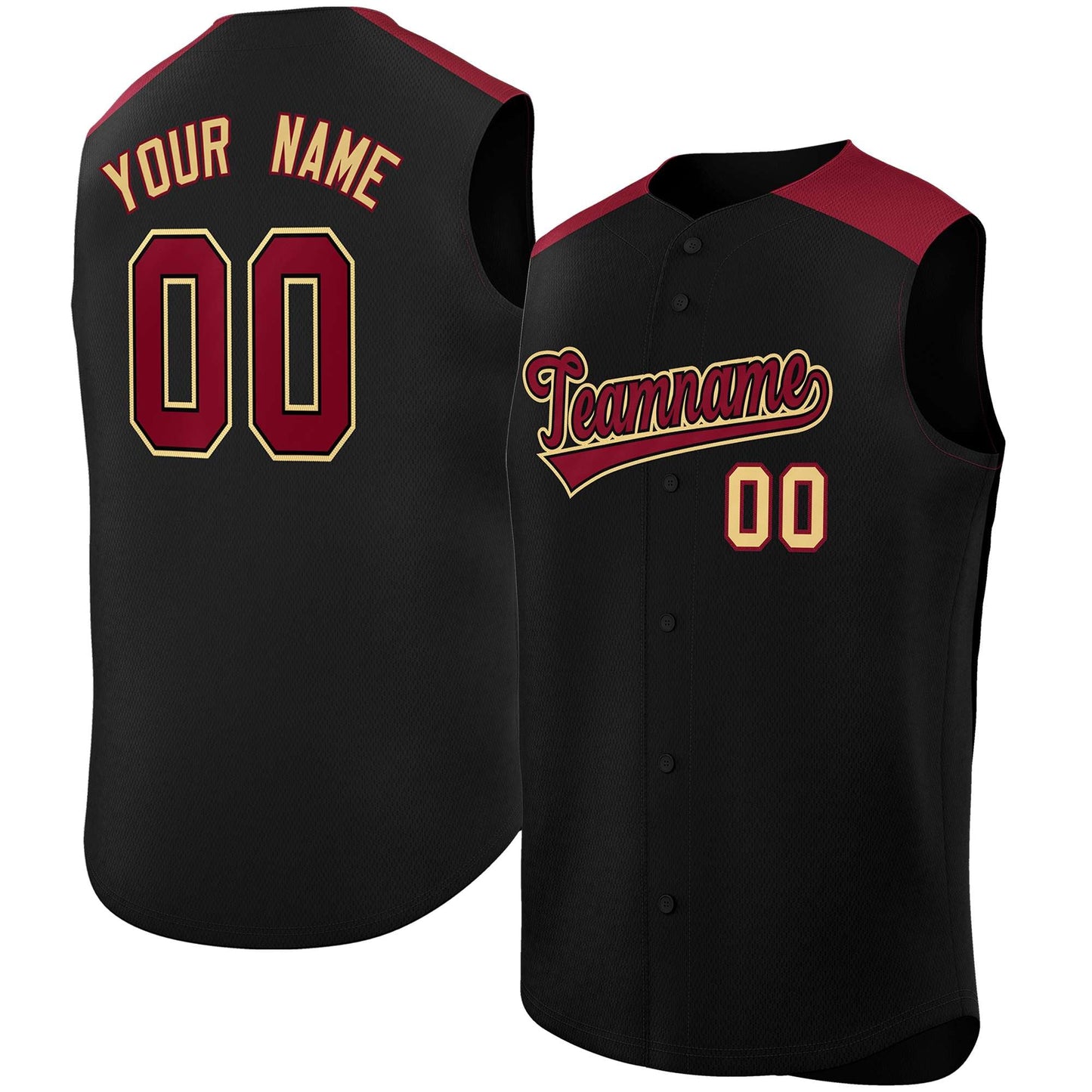 Custom Black Crimson Personalized Classic Authentic Sleeveless Baseball Jersey