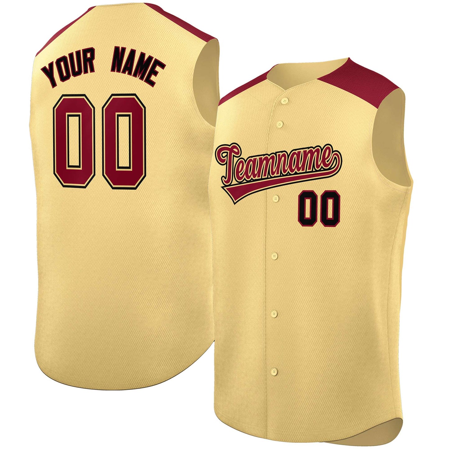 Custom Khaki Crimson Personalized Classic Authentic Sleeveless Baseball Jersey