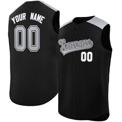 Custom Black Gray Personalized Classic Authentic Sleeveless Baseball Jersey