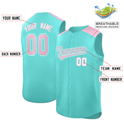 Custom Bright Green Light Pink Personalized Classic Authentic Sleeveless Baseball Jersey