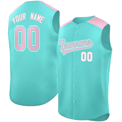 Custom Bright Green Light Pink Personalized Classic Authentic Sleeveless Baseball Jersey