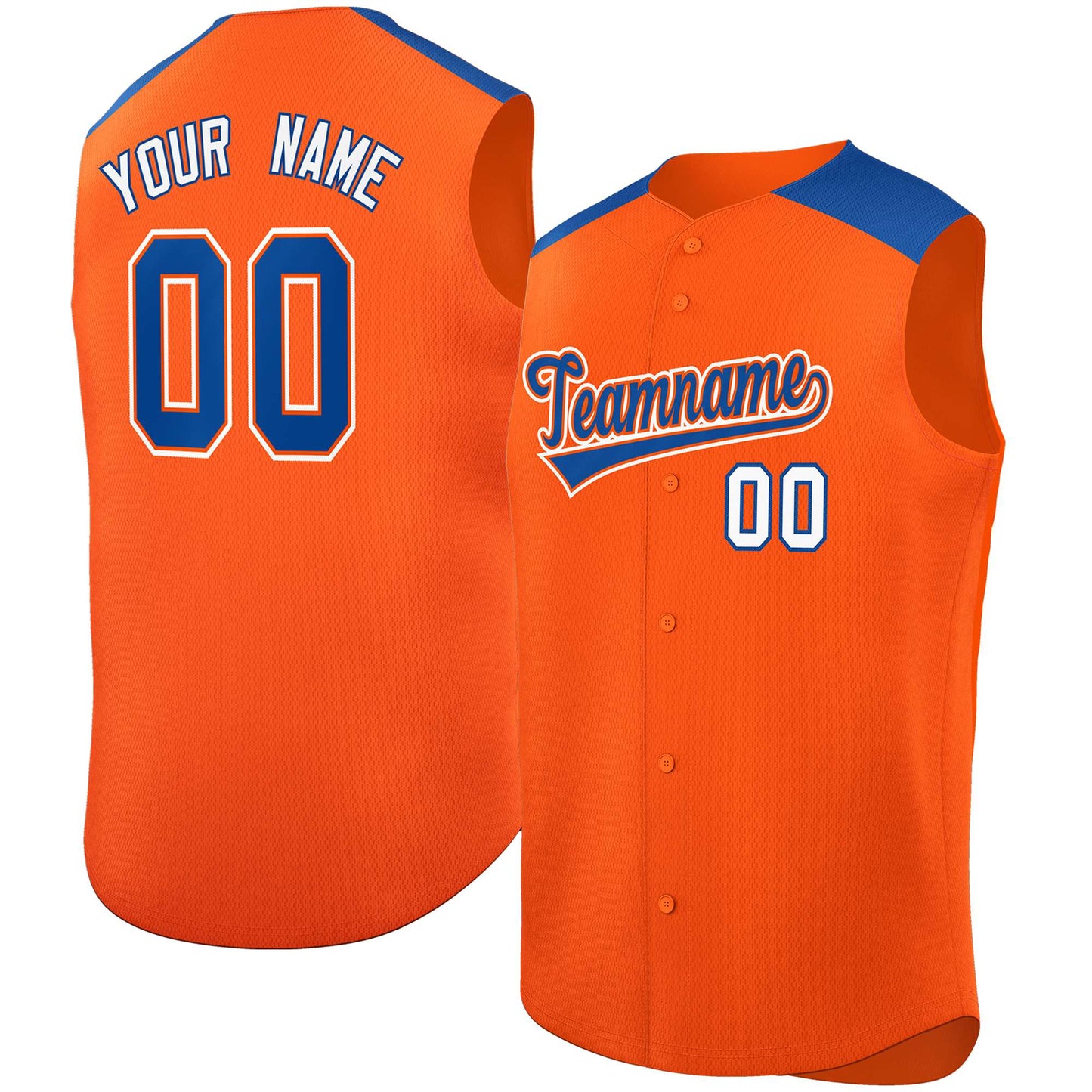 Custom Orange Royal Personalized Classic Authentic Sleeveless Baseball Jersey