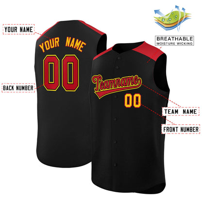 Custom Black Red Personalized Classic Authentic Sleeveless Baseball Jersey