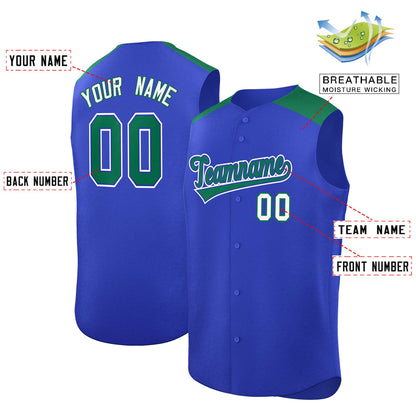 Custom Royal Kelly Green Personalized Classic Authentic Sleeveless Baseball Jersey