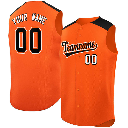 Custom Orange Black Personalized Classic Authentic Sleeveless Baseball Jersey