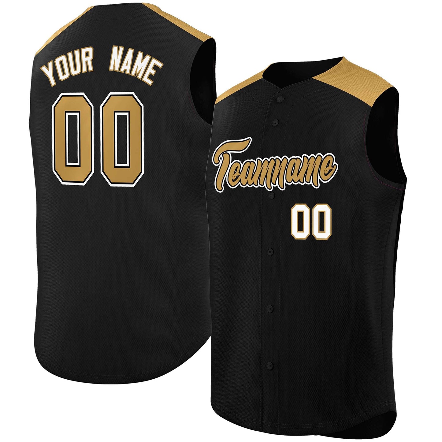 Custom Black Old Gold Personalized Classic Authentic Sleeveless Baseball Jersey