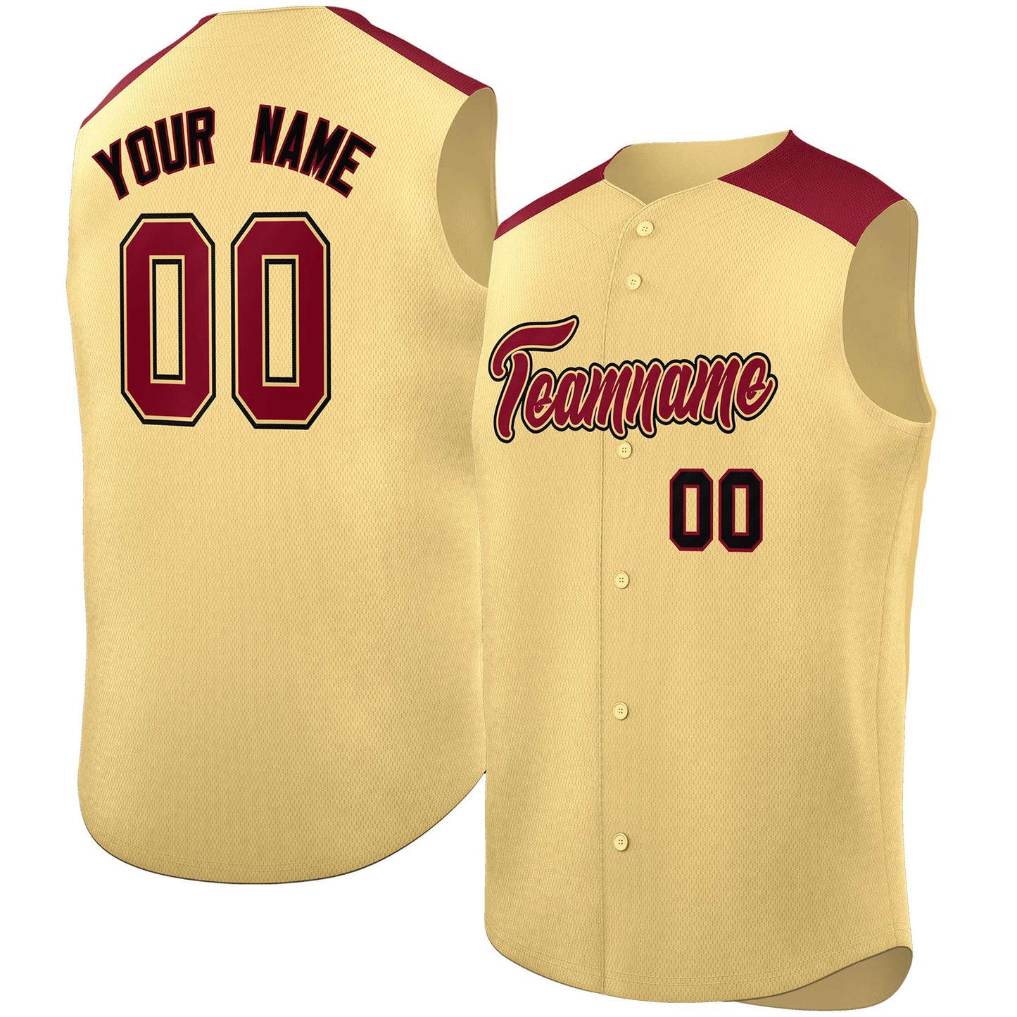 Custom Khaki Crimson Personalized Classic Authentic Sleeveless Baseball Jersey