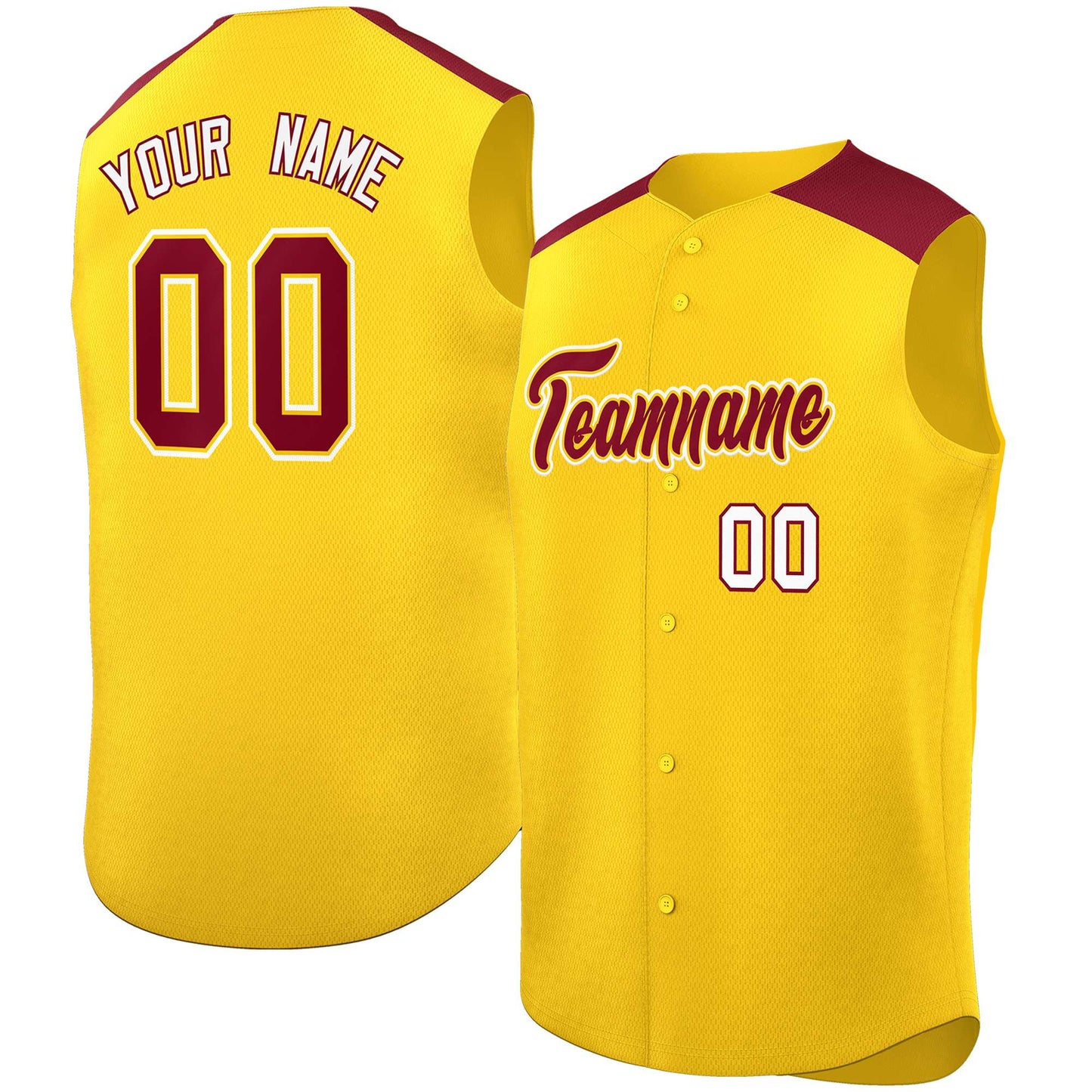 Custom Gold Crimson Personalized Classic Authentic Sleeveless Baseball Jersey