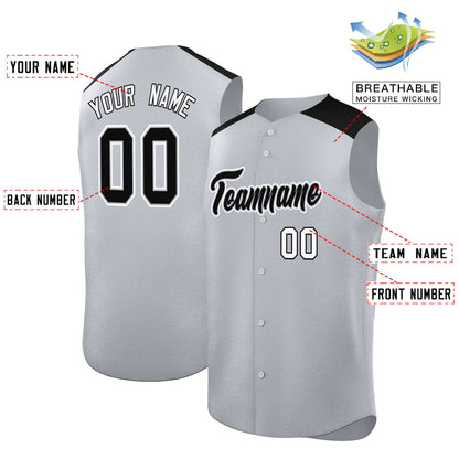 Custom Gray Black Personalized Classic Authentic Sleeveless Baseball Jersey