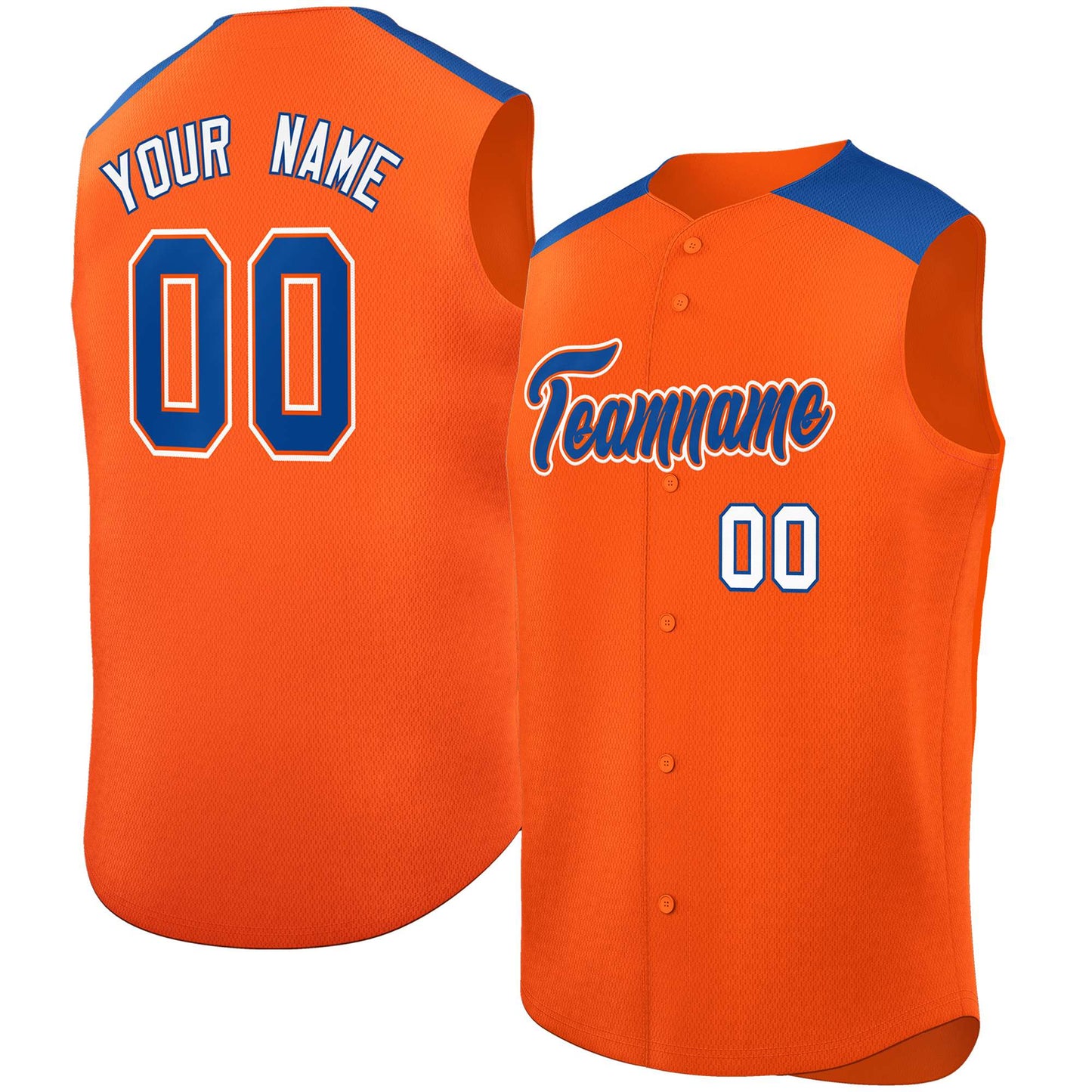 Custom Orange Royal Personalized Classic Authentic Sleeveless Baseball Jersey