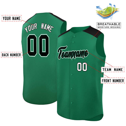 Custom Kelly Green Black Personalized Classic Authentic Sleeveless Baseball Jersey