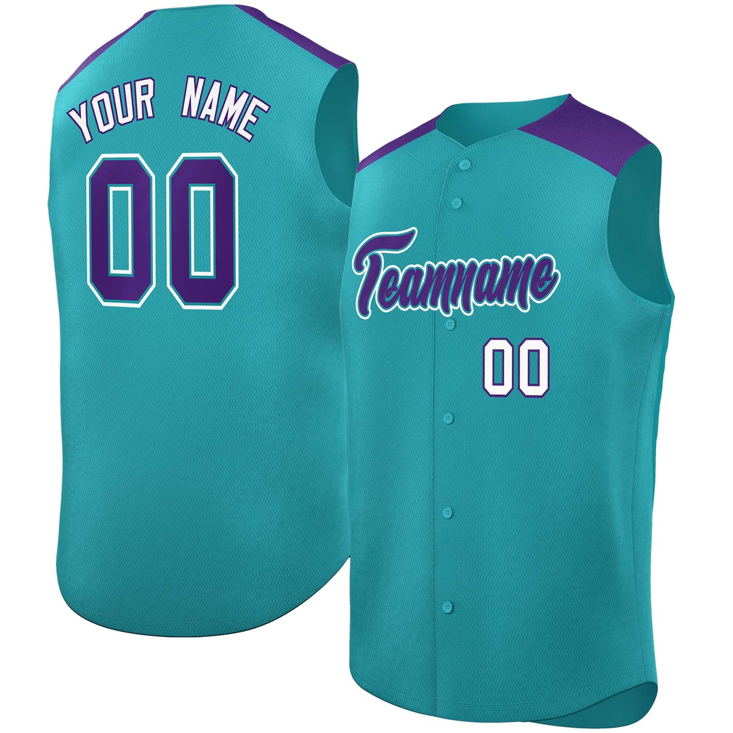 Custom Aqua Purple Personalized Classic Authentic Sleeveless Baseball Jersey