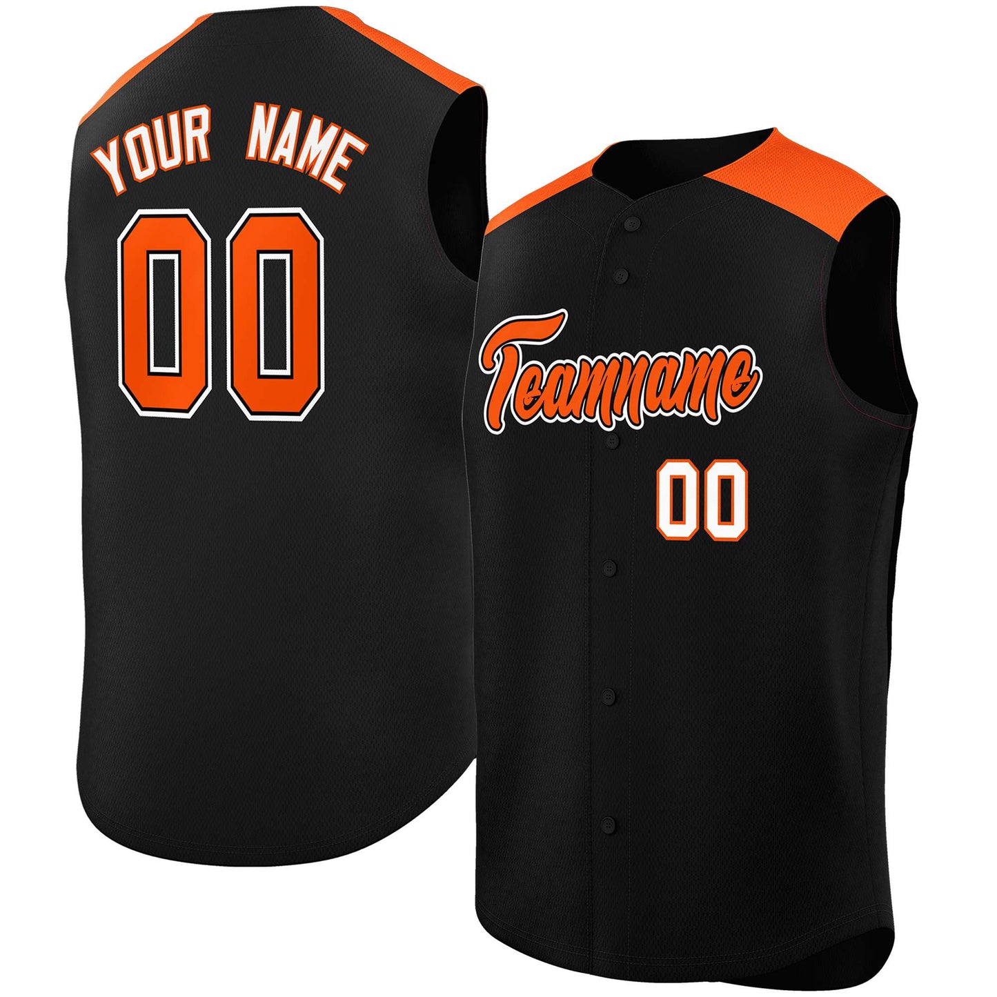 Custom Black Orange Personalized Classic Authentic Sleeveless Baseball Jersey