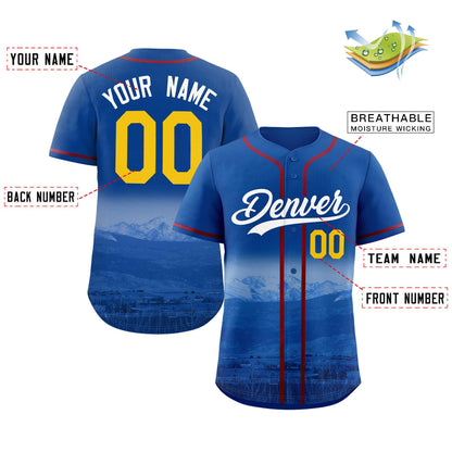 Custom Royal White-Royal Denver City Connect Baseball Jersey