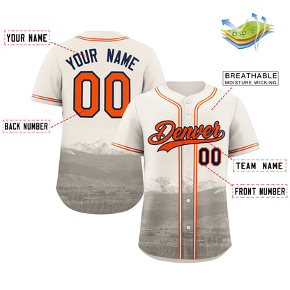 Custom Cream Orange-Navy Denver City Connect Baseball Jersey