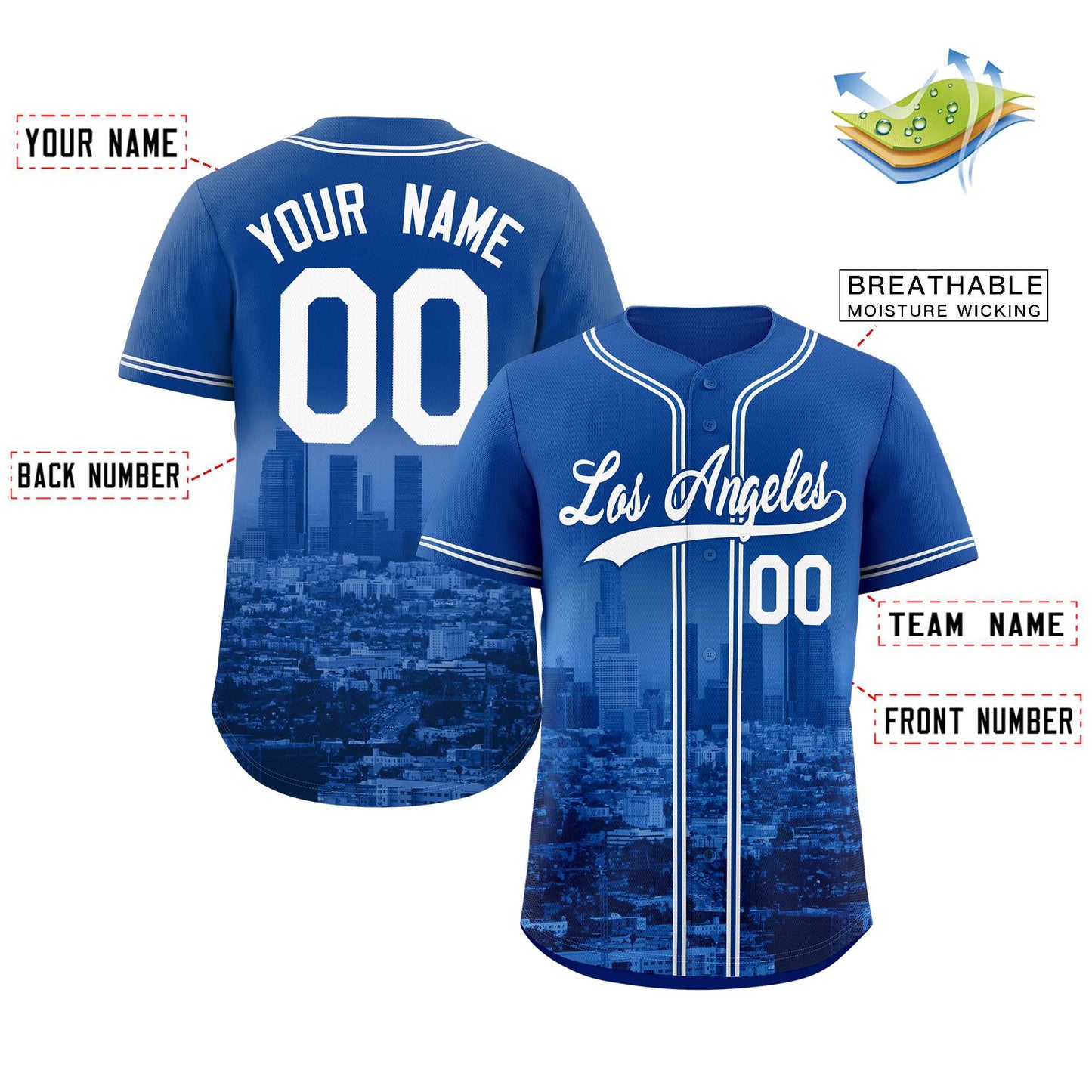 Custom Royal White-Royal Los Angeles City Connect Baseball Jersey