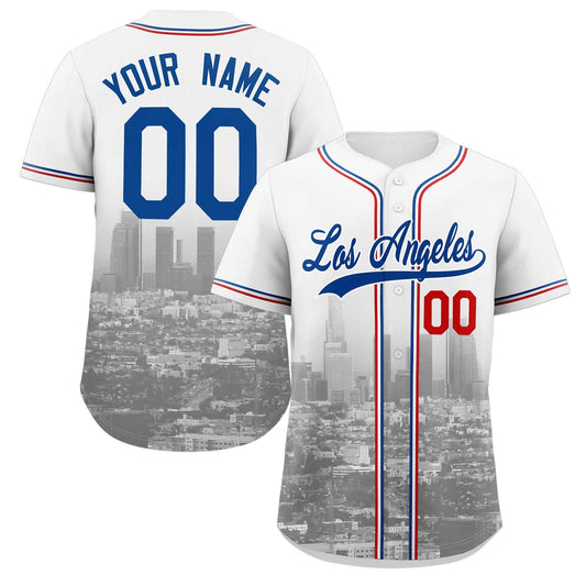 Custom White Royal-White Los Angeles City Connect Baseball Jersey