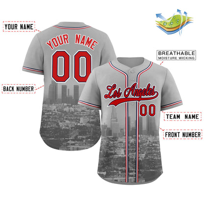 Custom Gray Red-Navy Los Angeles City Connect Baseball Jersey