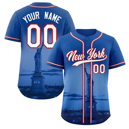 Custom Royal White-Red New York City Connect Baseball Jersey