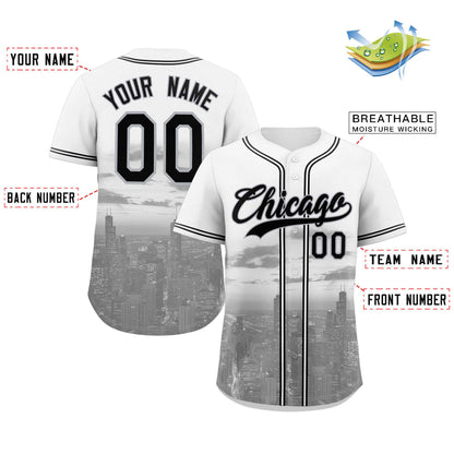 Custom White Black-Gray Chicago City Connect Baseball Jersey