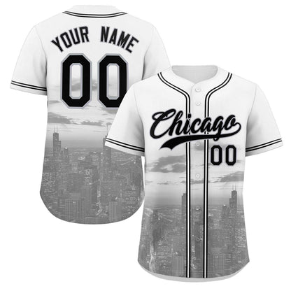 Custom White Black-Gray Chicago City Connect Baseball Jersey