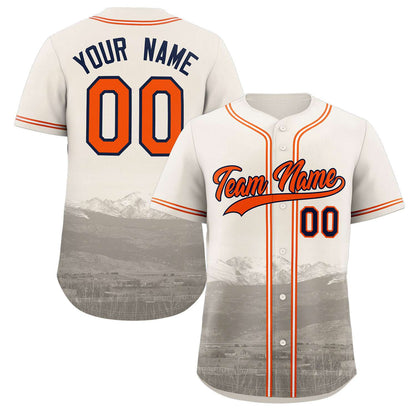 Custom Cream Orange-Navy Denver City Connect Baseball Jersey