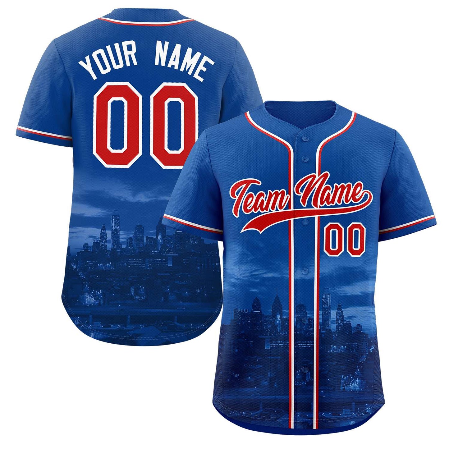 Custom Royal Red-White Philadelphia City Connect Baseball Jersey