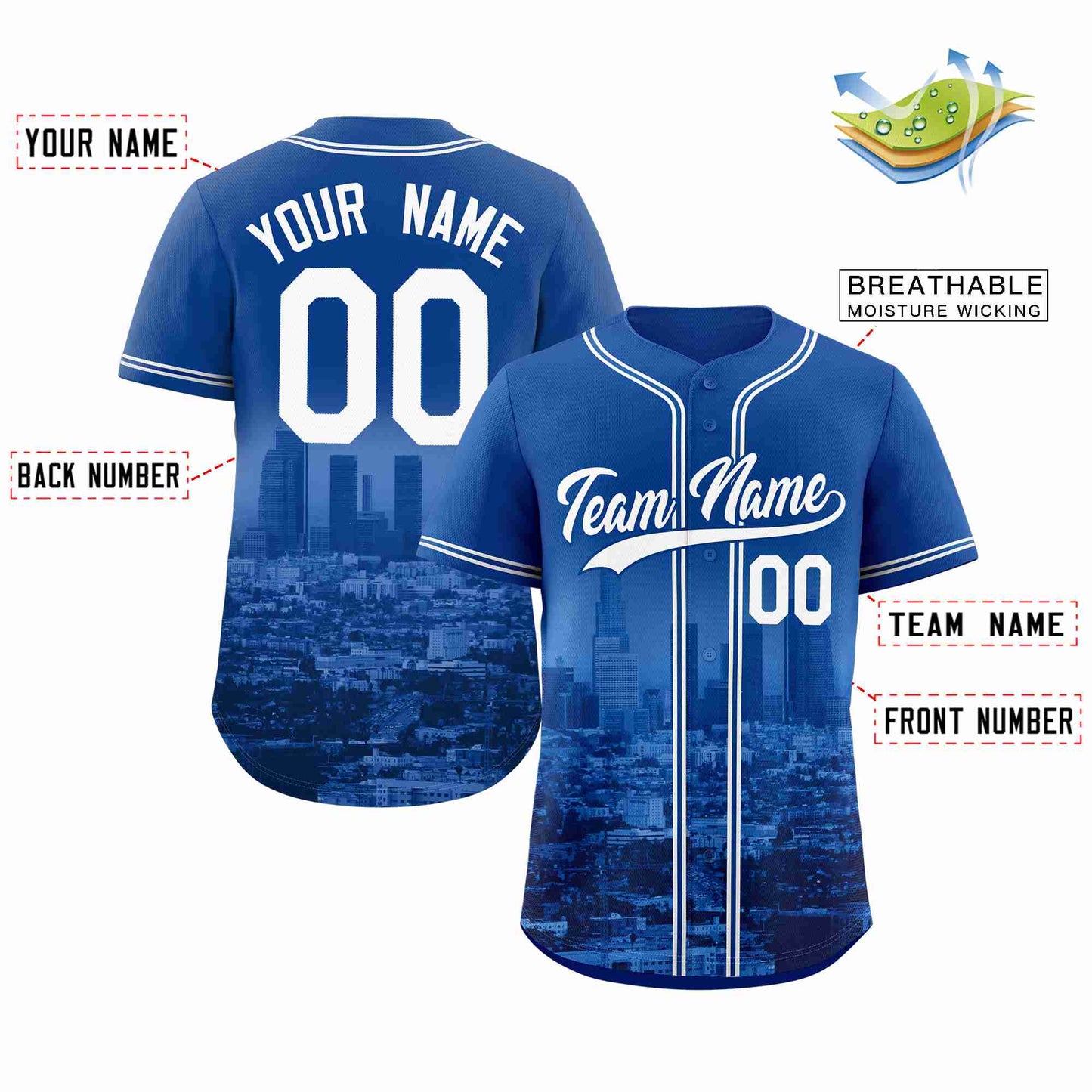 Custom Royal White-Royal Los Angeles City Connect Baseball Jersey