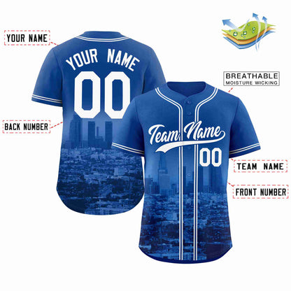 Custom Royal White-Royal Los Angeles City Connect Baseball Jersey