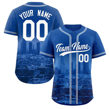 Custom Royal White-Royal Los Angeles City Connect Baseball Jersey