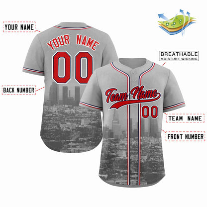 Custom Gray Red-Navy Los Angeles City Connect Baseball Jersey