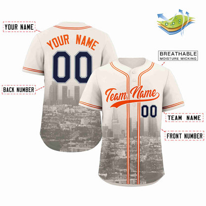 Custom Cream Orange-Khaki Los Angeles City Connect Baseball Jersey